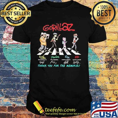 Gorillaz crossing the line thank you for the memories signatures shirt