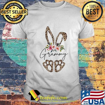 Grammy Bunny Leopard Hippie Flowers Easter Day Shirt