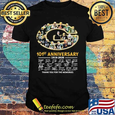 Green bay packers 101st anniversary 1919 2020 thank you for the memories signatures shirt
