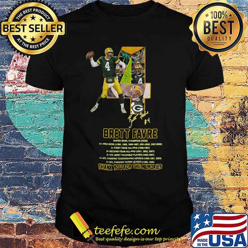 Green bay packers 4 brett favre thank you for the memories signature shirt