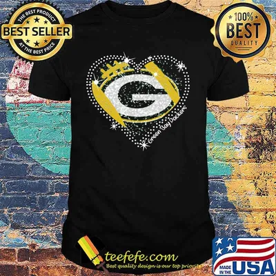 Green bay packers football logo heart shirt