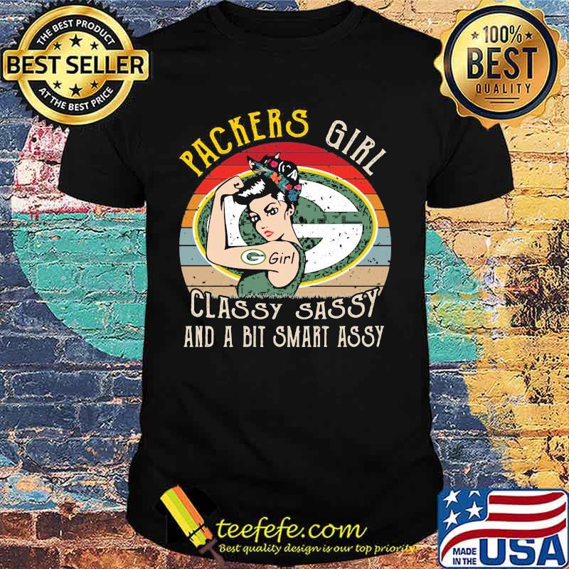Green bay packers girl classy sassy and a bit smart assy vintage retro shirt