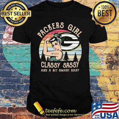 Green bay packers girl classy sassy and a bit smart assy vintage retro shirt