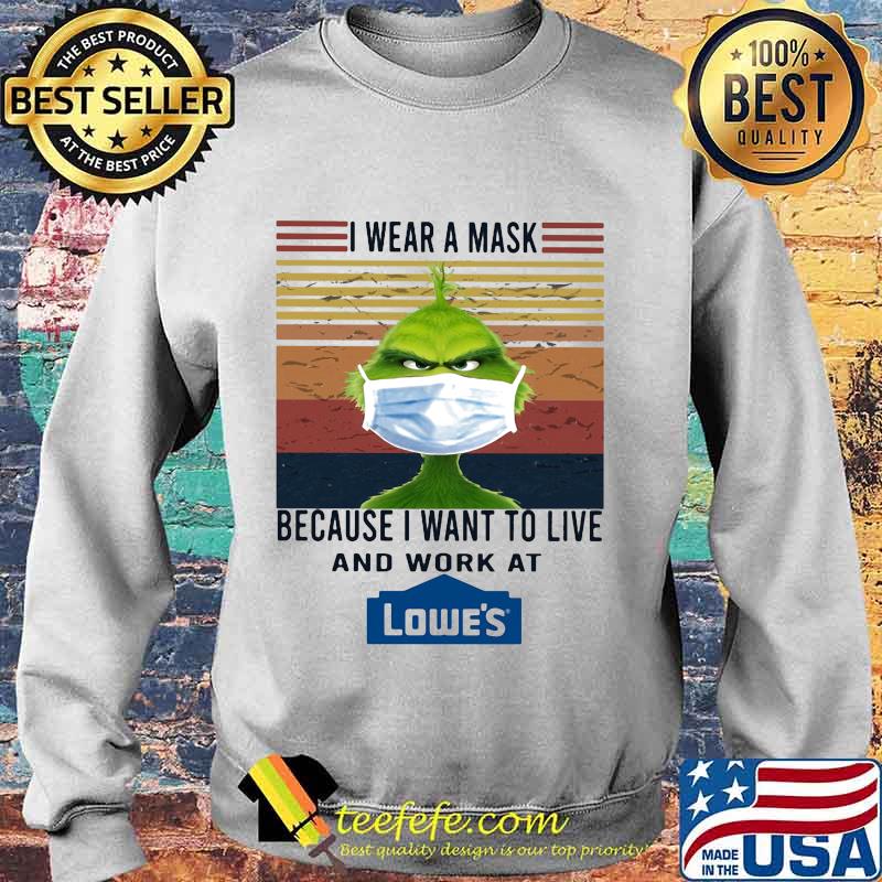 Grinch i wear a mask because i want to live and work at lowe's vintage retro s Sweater Grinch i wear a mask because i want to live and work at lowe's vintage retro s Sweater