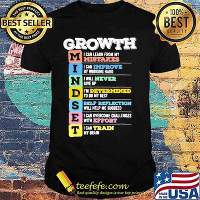Growth mindset i can learn from my mistakes i can improve by working hard i will never give up shirt