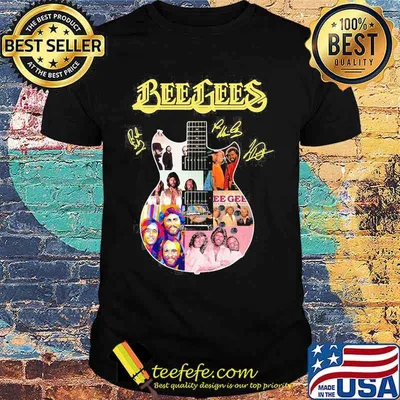 Guitar bee gees band members signatures shirt