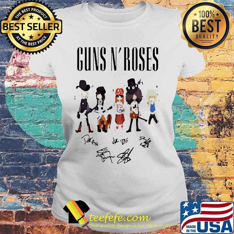 Guns n' roses band members signatures s Laides tee Guns n' roses band members signatures s Laides tee