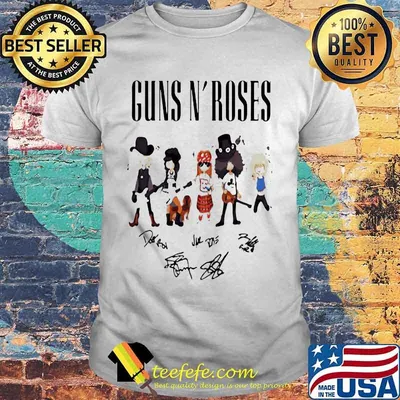Guns n' roses band members signatures shirt