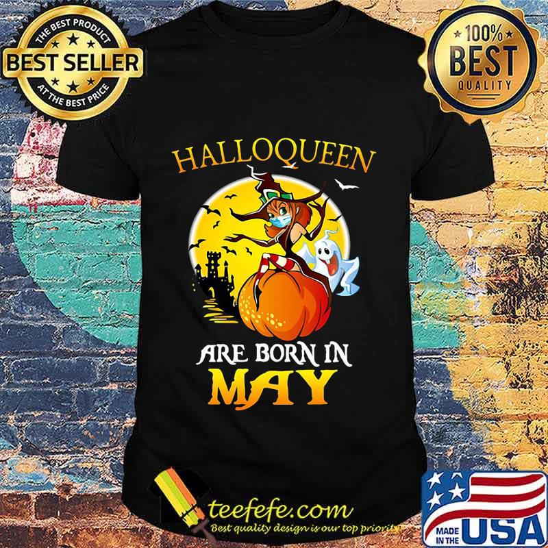 Halloqueen are born in may ghost witch mask shirt