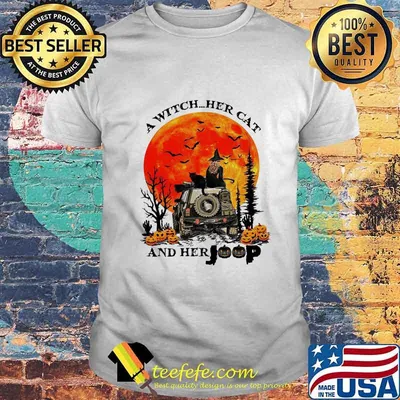 Halloween a witch her cat and her pumpkins sunset shirt