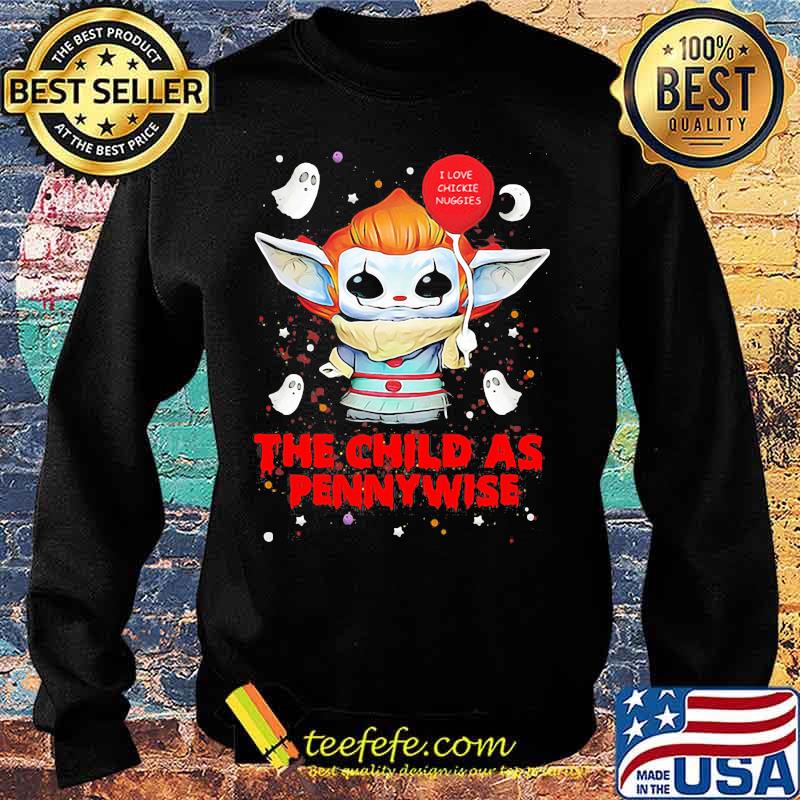 Halloween baby yoda i love chickie nuggies the child as pennywise s Sweater Halloween baby yoda i love chickie nuggies the child as pennywise s Sweater
