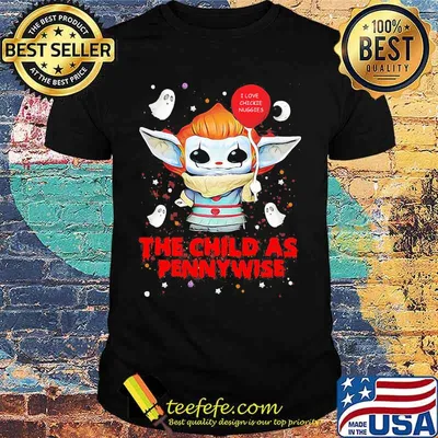 Halloween baby yoda i love chickie nuggies the child as pennywise shirt