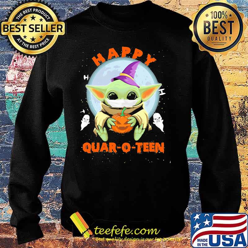Halloween baby yoda mask hug pumpkin happy quar-o-teen s Sweater Halloween baby yoda mask hug pumpkin happy quar-o-teen s Sweater