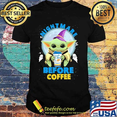 Halloween baby yoda witch nightmare before dutch bros coffee shirt