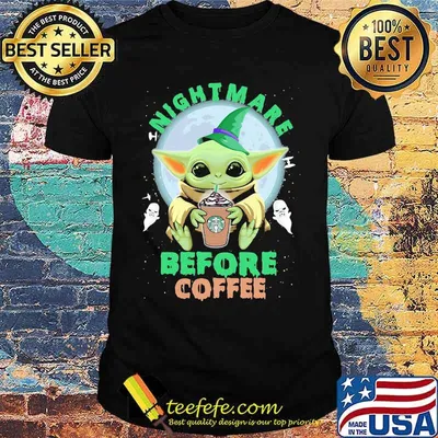 Halloween baby yoda witch nightmare before starbucks coffee shirt