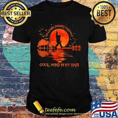 Halloween bigfoot on a dark desert highway cool wind in my hair moon shirt