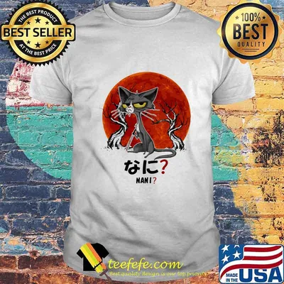 Halloween black cat holding knife nani japanese sunset shirt