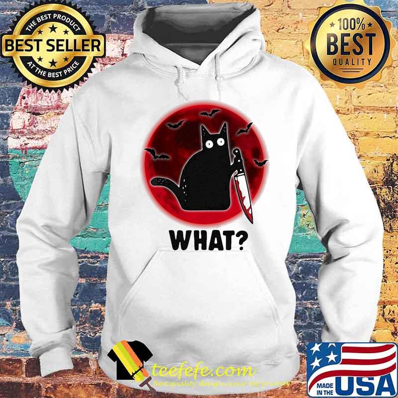 Halloween black cat holding knife what sunset s Hoodie Halloween black cat holding knife what sunset s Hoodie