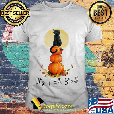 Halloween black cat it's fall y'all pumpkin shirt