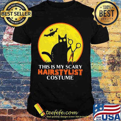 Halloween black cat this is my scary hairstylist costume sunset shirt