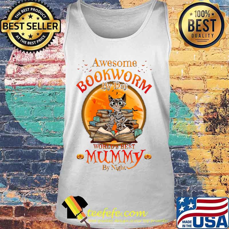 Halloween cat awesome bookworm by day world's best mummy by night s Tank top Halloween cat awesome bookworm by day world's best mummy by night s Tank top