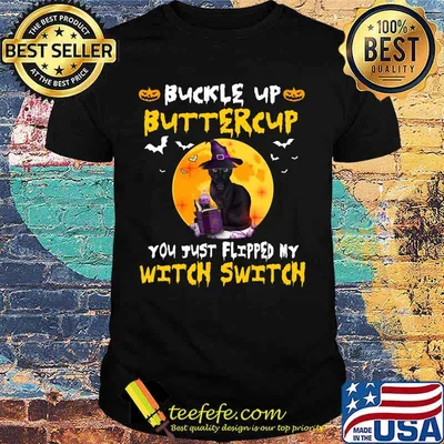 Halloween cat witch buckle up buttercup you just flipped my witch switch shirt