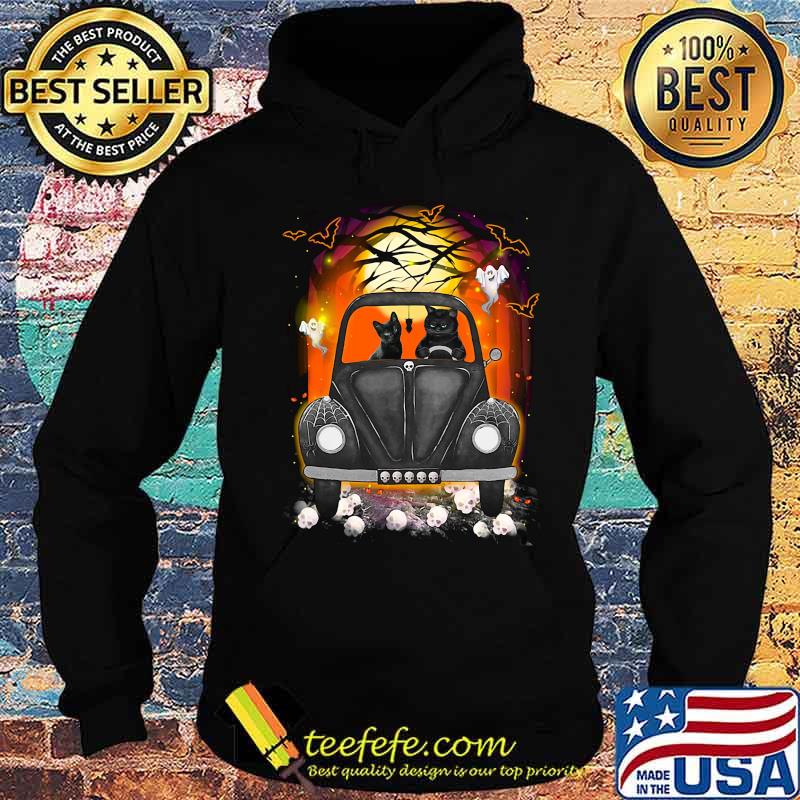 Halloween cats driving car skulls bat s Hoodie Halloween cats driving car skulls bat s Hoodie