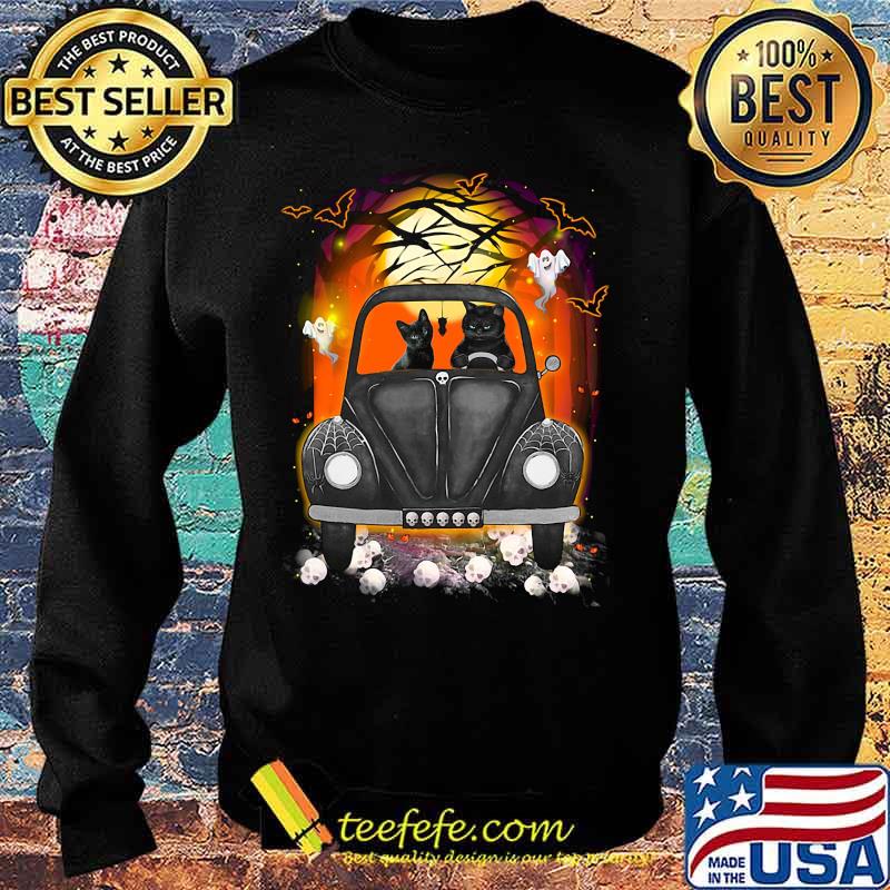 Halloween cats driving car skulls bat s Sweater Halloween cats driving car skulls bat s Sweater