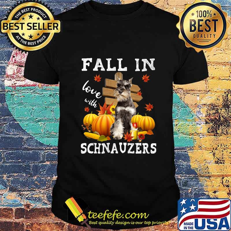 Halloween fall in love with schnauzers pumpkins shirt Halloween fall in love with schnauzers pumpkins shirt