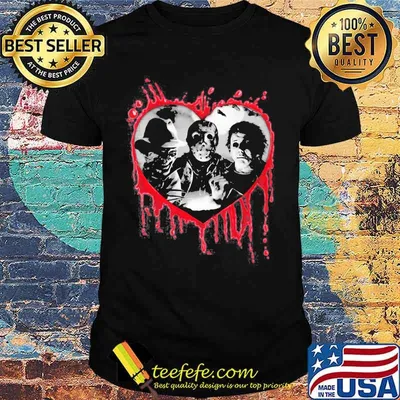 Halloween freddy krueger jason voorhees and michael myers heart shirt