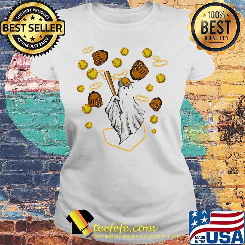 Halloween ghost playing softball s Laides tee Halloween ghost playing softball s Laides tee