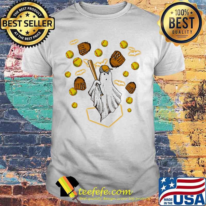 Halloween ghost playing softball shirt