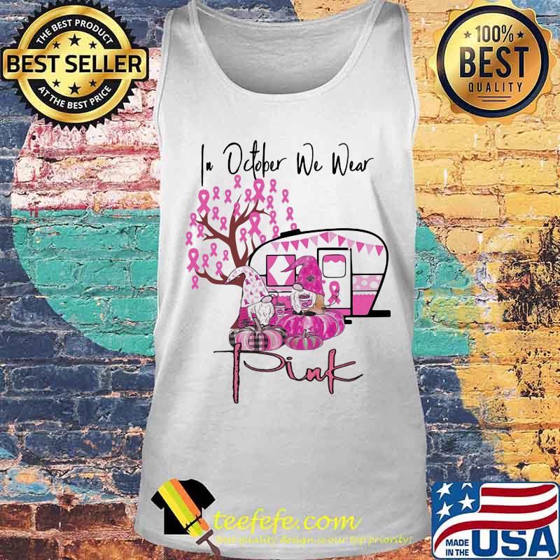Halloween gnomes in october we wear pink pumpkin cancer awareness s Tank top Halloween gnomes in october we wear pink pumpkin cancer awareness s Tank top