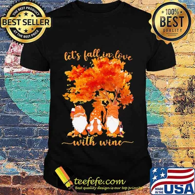 Halloween gnomes let's fall in love with wine maple leaves shirt