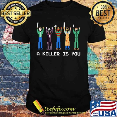 Halloween horror characters a killer is you lego shirt