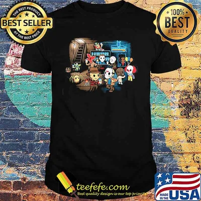 Halloween horror characters bar dutch bros shirt