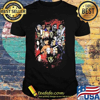 Halloween horror characters blood shirt