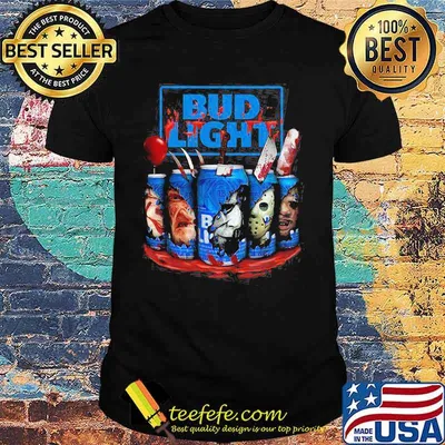 Halloween horror characters bud light beer shirt
