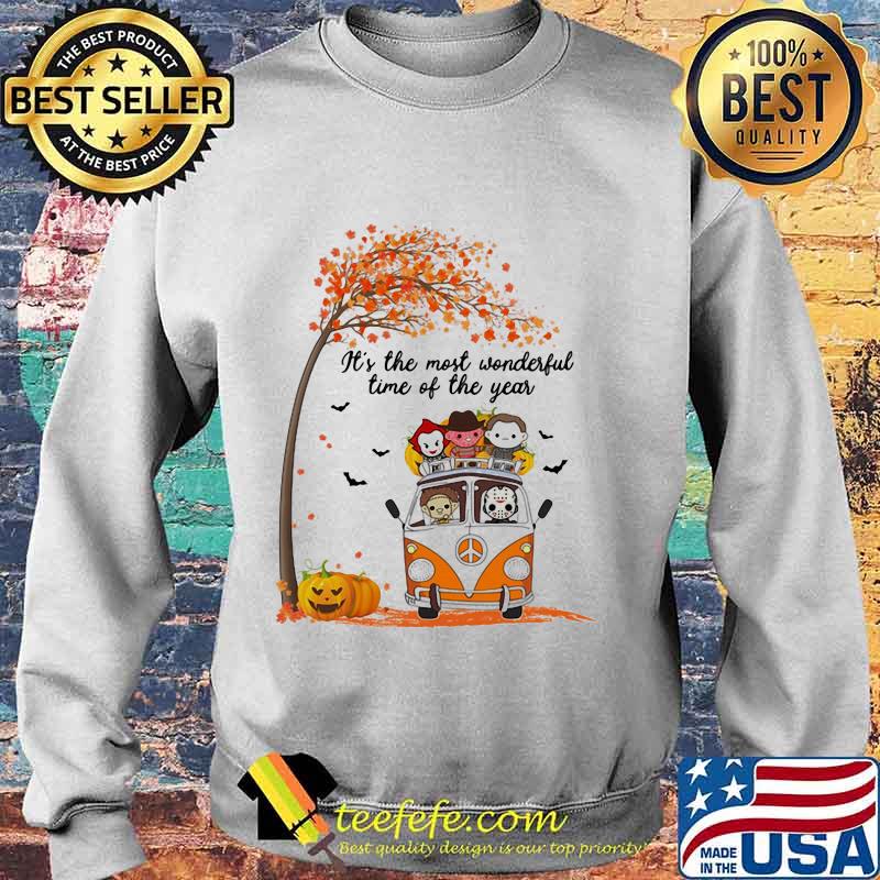 Halloween horror characters chibi riding peace bus it's the most wonderful time of the year maple leaves tree s Sweater Halloween horror characters chibi riding peace bus it's the most wonderful time of the year maple leaves tree s Sweater