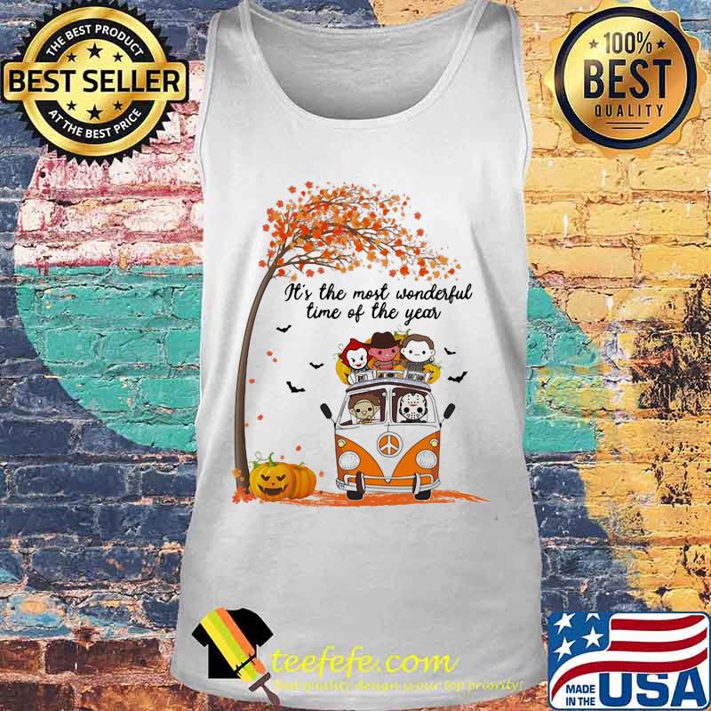 Halloween horror characters chibi riding peace bus it's the most wonderful time of the year maple leaves tree s Tank top Halloween horror characters chibi riding peace bus it's the most wonderful time of the year maple leaves tree s Tank top