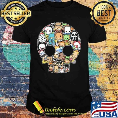 Halloween horror characters chibi skull shirt