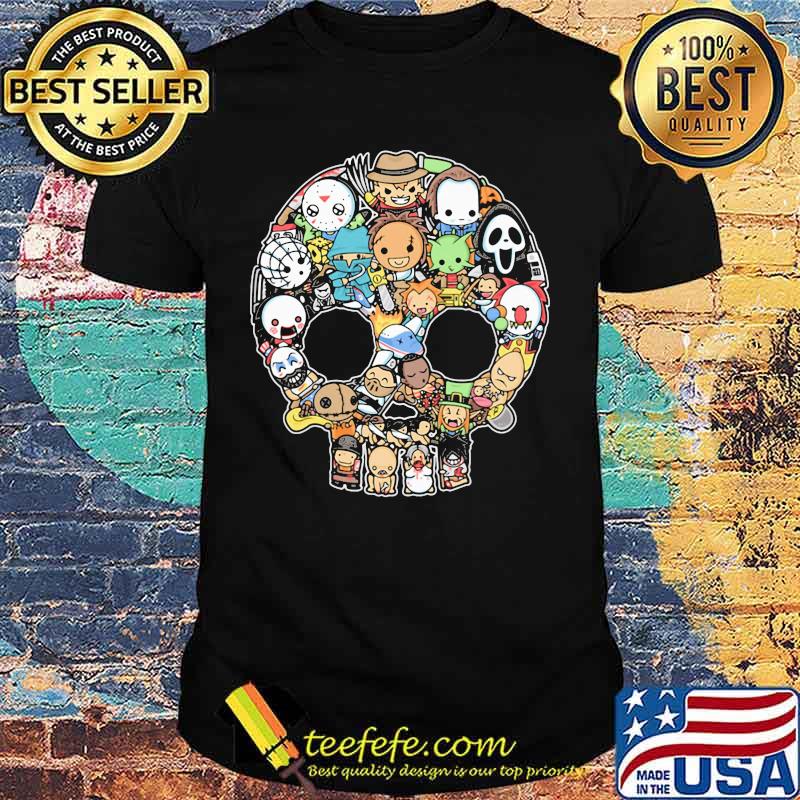Halloween horror characters chibi skull shirt
