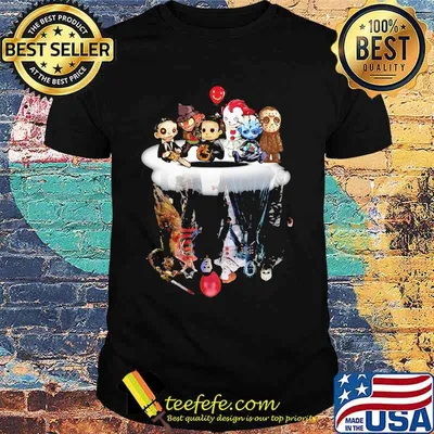 Halloween horror characters chibi water reflection shirt