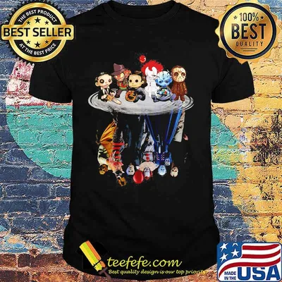 Halloween horror characters chibi water reflection shirt
