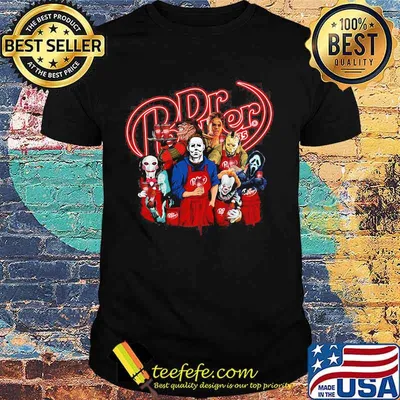Halloween horror characters drinking dr pepper shirt
