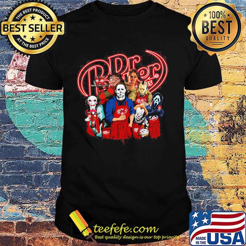 Halloween horror characters drinking dr pepper shirt
