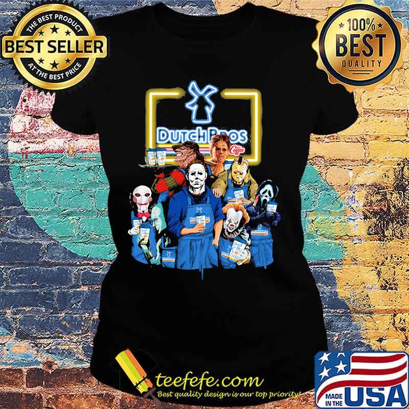 Halloween horror characters drinking dutch bros s Ladies tee Halloween horror characters drinking dutch bros s Ladies tee