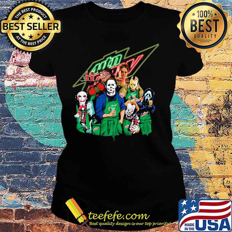 Halloween horror characters drinking mtn dew s Ladies tee Halloween horror characters drinking mtn dew s Ladies tee