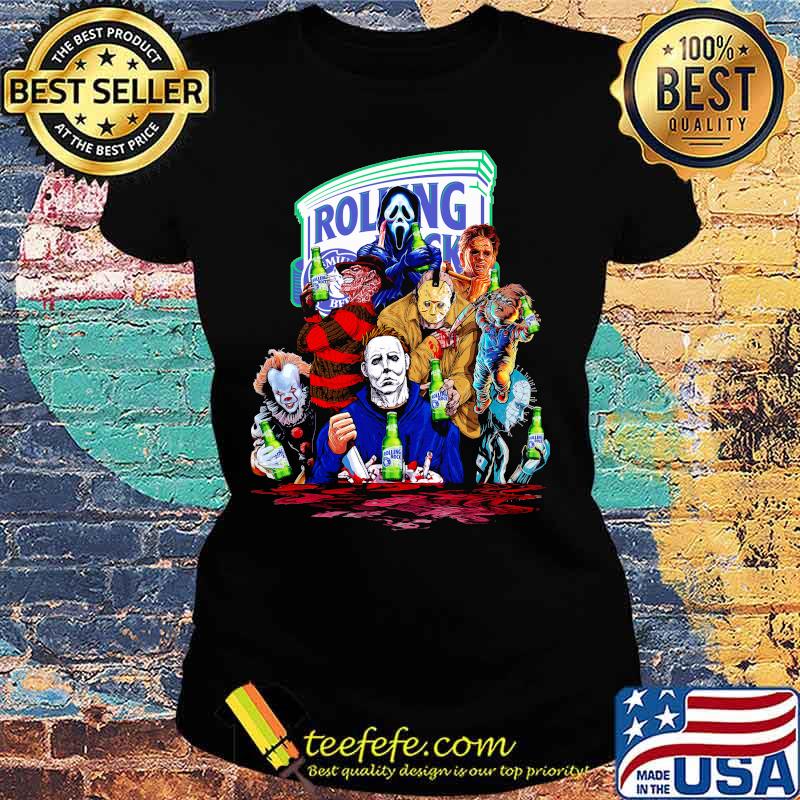 Halloween horror characters drinking rolling rock s Ladies tee Halloween horror characters drinking rolling rock s Ladies tee