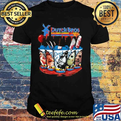 Halloween horror characters dutch bros coffee shirt